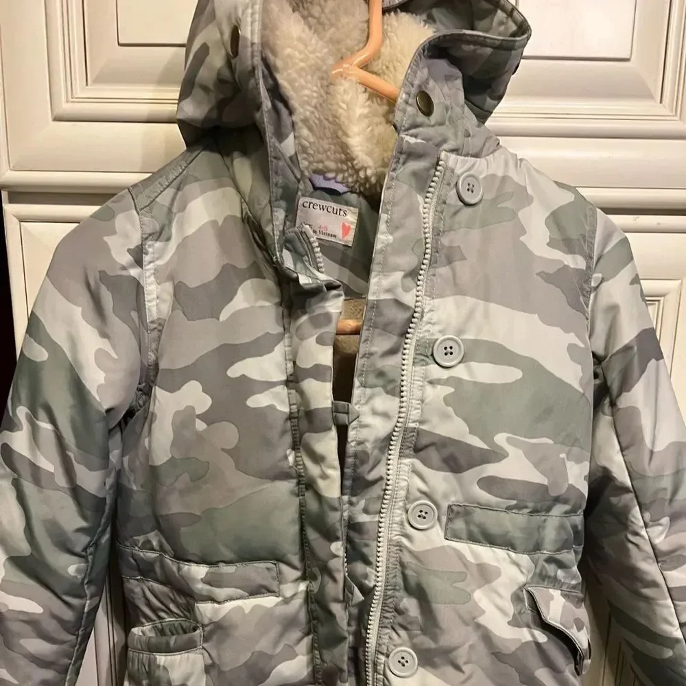 J.crew Girls crewcuts camo print fleece  jacket 4-5
